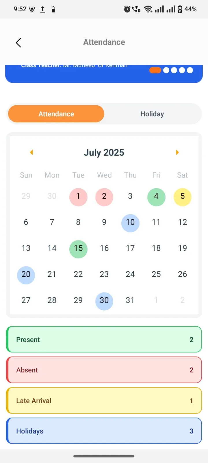 Fee history ledger by term